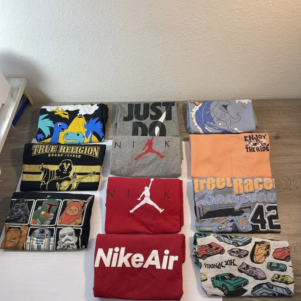 Lot of 11 Boys Graphic Tees Shirts Size 5 6 Nike Jordan True Religion Star Wars